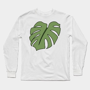 Minimal Monstera Deliciosa leaf- green Long Sleeve T-Shirt